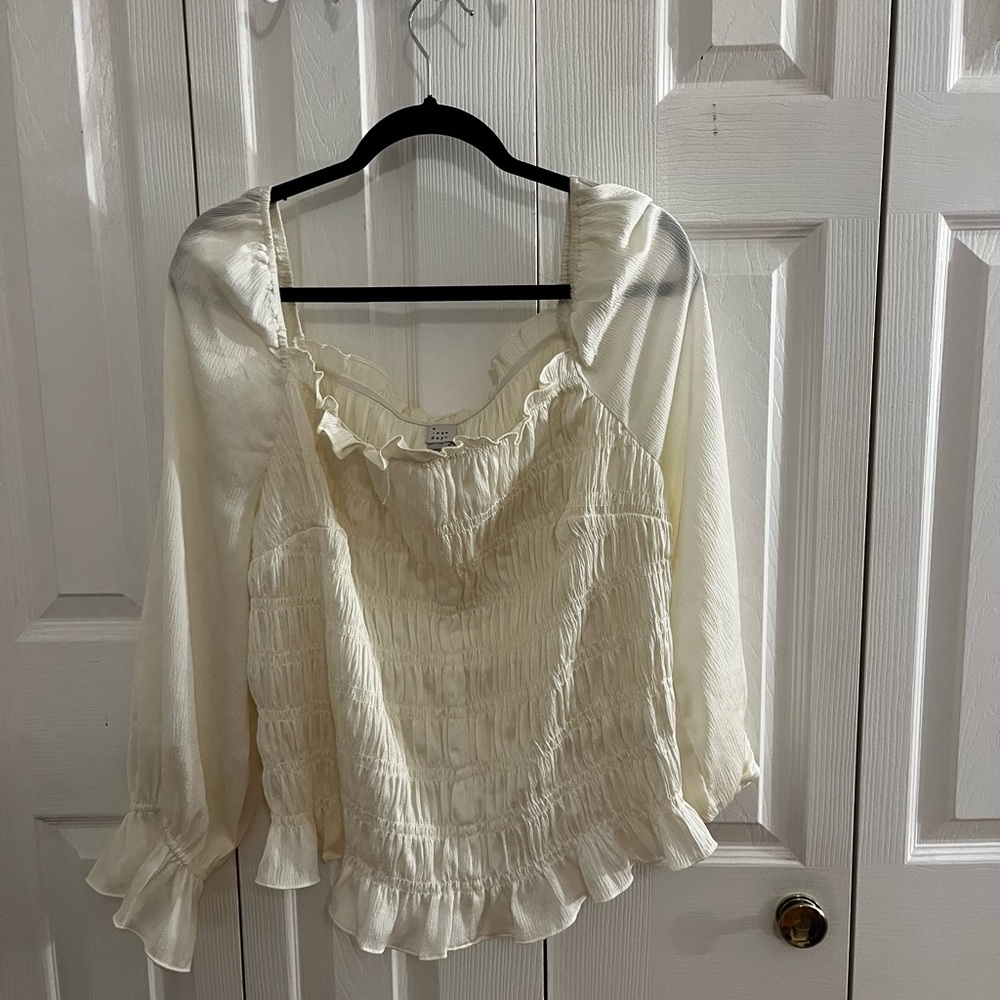 A New Day Cream Ruffled Blouse